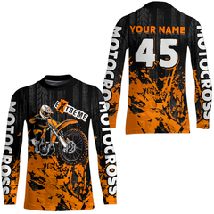 Maxcorners Adult&Kid orange custom Motocross jersey upf30+ dirt bike jersey mens women Motocross Shirt| MT2709