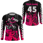 Maxcorners Adult&Kid pink custom Motocross jersey upf30+ dirt bike jersey mens women Motocross Shirt| MT2709