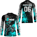 Maxcorners Adult&Kid turquoise custom dirt bike jersey motocross jersey mens women extreme motocross shirt| MT2709