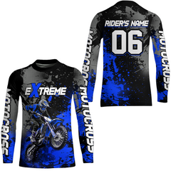 Maxcorners Adult&Kid blue custom dirt bike jersey motocross jersey mens women extreme motocross shirt| MT2709