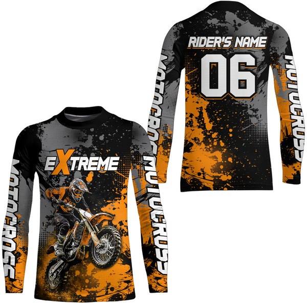 Maxcorners Adult&Kid orange custom dirt bike jersey motocross jersey mens women extreme motocross shirt| MT2709