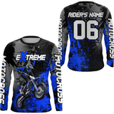 Maxcorners Adult&Kid blue custom dirt bike jersey motocross jersey mens women extreme motocross shirt| MT2709