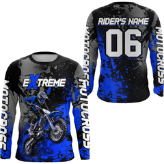 Maxcorners Adult&Kid blue custom dirt bike jersey motocross jersey mens women extreme motocross shirt| MT2709