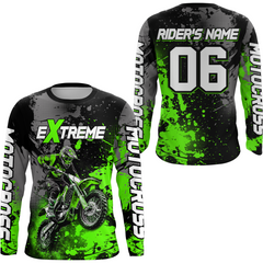 Maxcorners Adult&Kid green custom dirt bike jersey motocross jersey mens women extreme motocross shirt| MT2709