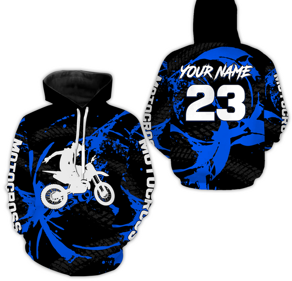 Maxcorners Custom Dirt Bike Jersey Blue Motocross Jersey Upf30+ Mens Women Racing Shir| MT2809
