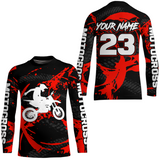Maxcorners Custom Dirt Bike Jersey Red Motocross Jersey Upf30+ Mens Women Racing Shirt MT2809