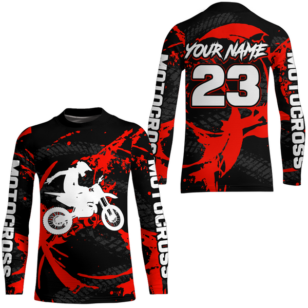 Maxcorners Custom Dirt Bike Jersey Red Motocross Jersey Upf30+ Mens Women Racing Shirt MT2809