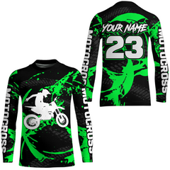 Maxcorners Custom Dirt Bike Jersey Green Motocross Jersey Upf30+ Mens Women Racing Shirt MT2809