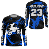Maxcorners Custom Dirt Bike Jersey Blue Motocross Jersey Upf30+ Mens Women Racing Shir| MT2809