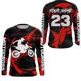 Maxcorners Custom Dirt Bike Jersey Red Motocross Jersey Upf30+ Mens Women Racing Shirt MT2809