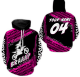 Maxcorners Custom Dirt Bike Jersey Pink Motocross Jersey Upf30+ Mens Racing Shirt| MT2809