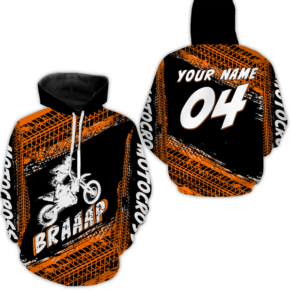 Maxcorners Custom Dirt Bike Jersey Orange Motocross Jersey Upf30+ Mens Racing Shirt| MT2809