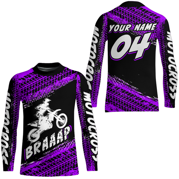 Maxcorners Custom Dirt Bike Jersey Purple Motocross Jersey Upf30+ Mens Racing Shirt| MT2809