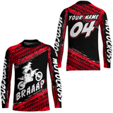Maxcorners Custom Dirt Bike Jersey Red Motocross Jersey Upf30+ Mens Racing Shirt| MT2809