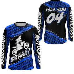 Maxcorners Custom Dirt Bike Jersey Blue Motocross Jersey Upf30+ Mens Women Racing Shirt MT2809