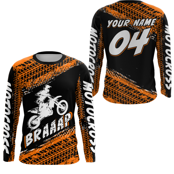 Maxcorners Custom Dirt Bike Jersey Orange Motocross Jersey Upf30+ Mens Racing Shirt| MT2809
