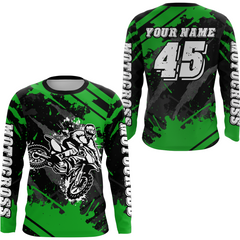 Maxcorners Custom Green Motocross Jersey for Men Women Upf30+ Dirt Bike Shirt Motorcycle Jersey LM2809