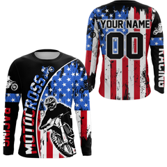 Maxcorners Adult&Kid Custom American Flag Dirt Bike Jersey Motocross Jersey Upf30+ Motocross Shirt| LM2809