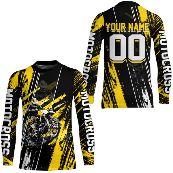 Maxcorners Adult&Kid Yellow Dirt Bike Jersey Motocross Jersey Upf30+ Custom Mens Women Off-Road Jersey| MT2709