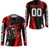 Maxcorners Adult&Kid Red Dirt Bike Jersey Motocross Jersey Upf30+ Custom Mens Women Off-Road Jersey| MT2709