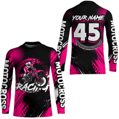 Maxcorners Custom Dirt Bike Pink Jersey Motocross Jersey Upf30+ Mens Women Motocross Shirt| MT2809