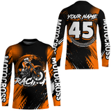 Maxcorners Custom Dirt Bike Orange Jersey Motocross Jersey Upf30+ Mens Women Motocross Shirt| MT2809