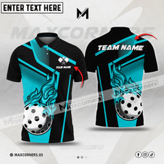 MaxCorners Pickleball Fire Personalized Name & Team Name 3D Shirt (4 colors)