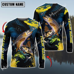 Maxcorners Trout Fishing Sport Jersey Personalized Name Long Sleeve Shirt