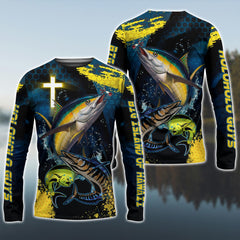 Maxcorners Mahi-Mahi, Wahoo, Tuna Fishing Sport Jersey Personalized Name Long Sleeve Shirt For Rhonda