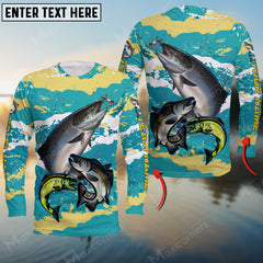 Maxcorners Chinook Fishing Sport Jersey Personalized Name Long Sleeve Shirt