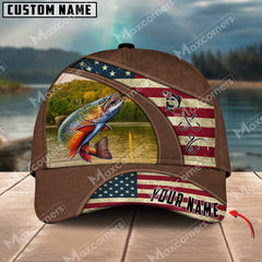 Maxcorners Personalized Trout Fish Fishing Pattern Classic 3D Cap