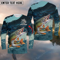 Maxcorners Personalized Name Pike Fishing Long Sleeve Shirt