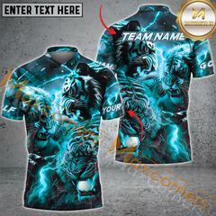 Maxcorners Golf Inner Tiger Striking Lightning Multicolor Option Customized Name, Team Name 3D Polo Shirt