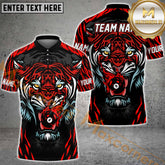 Maxcorners Vivid Tiger Billiard Jersey Multicolor Options Personalized Name, Team Name 3D Polo Shirt (4 Colors)