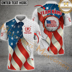 Maxcorners Golf USA Flag Fireball Style Customized Name, Team Name 3D Unisex Shirt