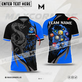 Maxcorners Billiards Ball Flame Snake Multicolor Options Personalized Name, Team Name 3D Polo Shirt (4 Colors)