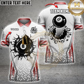 Maxcorners Billiards White & Gold 8-Ball Multicolor Customized Name, Team Name 3D Shirt