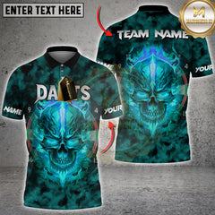 Maxcorners Darts Fiery Skull Multicolor Customized Name, Team Name 3D Shirts