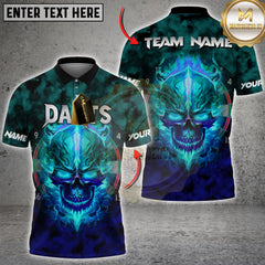 Maxcorners Darts Fiery Skull Multicolor Customized Name, Team Name 3D Shirts