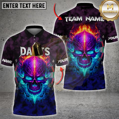 Maxcorners Darts Fiery Skull Multicolor Customized Name, Team Name 3D Shirts