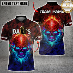 Maxcorners Darts Fiery Skull Multicolor Customized Name, Team Name 3D Shirts