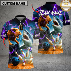 Maxcorners Lion vs Shark Bowling Jersey Multicolor Customized Name, Team Name 3D Shirts