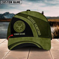 Maxcorners Moose Hunting Leather Pattern Multicolor Personalized Name 3D Cap