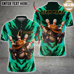 Maxcorners Flaming Cowboy Bowling Multicolor Customized Name, Team Name 3D Shirts