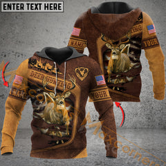 Maxcorners Wilderness Deer Hunting USA Flag Mutilcolor Custom Name Shirt 3D All Over Printed Clothes