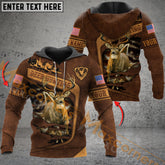 Maxcorners Wilderness Deer Hunting USA Flag Mutilcolor Custom Name Shirt 3D All Over Printed Clothes