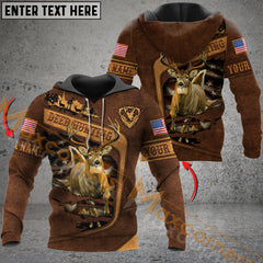 Maxcorners Wilderness Deer Hunting USA Flag Mutilcolor Custom Name Shirt 3D All Over Printed Clothes