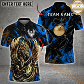 Maxcorners Phoenix Ball & Pins Premium Bowling Jersey Multicolor Customized Name, Team Name 3D Polo Shirt (4 Colors)