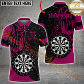 Maxcorners Personalized Pink Darts Fire Polo Shirts Best Custom Darts Shirts For Men Darts Team Jersey
