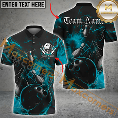 Maxcorners Gear With Skull-Themed Bowling Jersey Multicolor Option Customized Name, Team Name 3D Polo Shirt